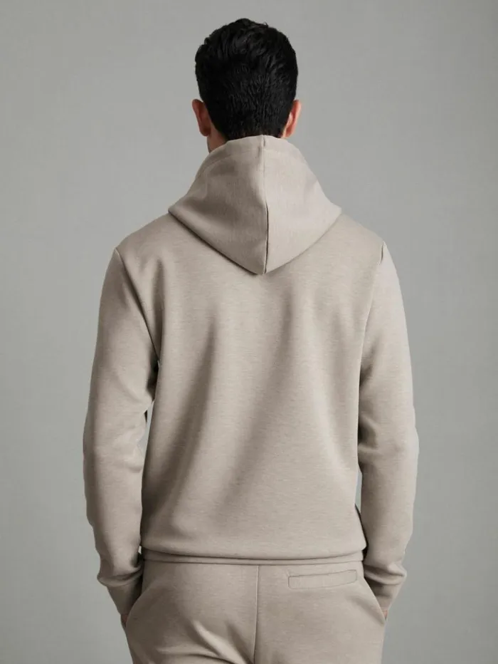 REISS Sweats Hoodies and Joggers Men Interlock Jersey Hoodie Taupe REISS Sweats Hoodies and Joggers Men Interlock Jersey Hoodie Taupe