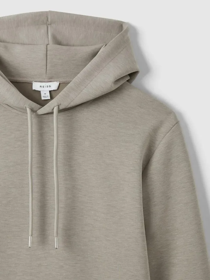 REISS Sweats Hoodies and Joggers Men Interlock Jersey Hoodie Taupe REISS Sweats Hoodies and Joggers Men Interlock Jersey Hoodie Taupe