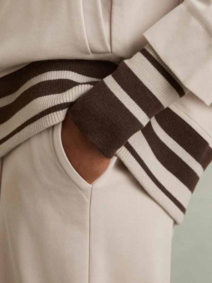 REISS Sweats Hoodies and Joggers Women Drawstring Jersey Hoodie Stone