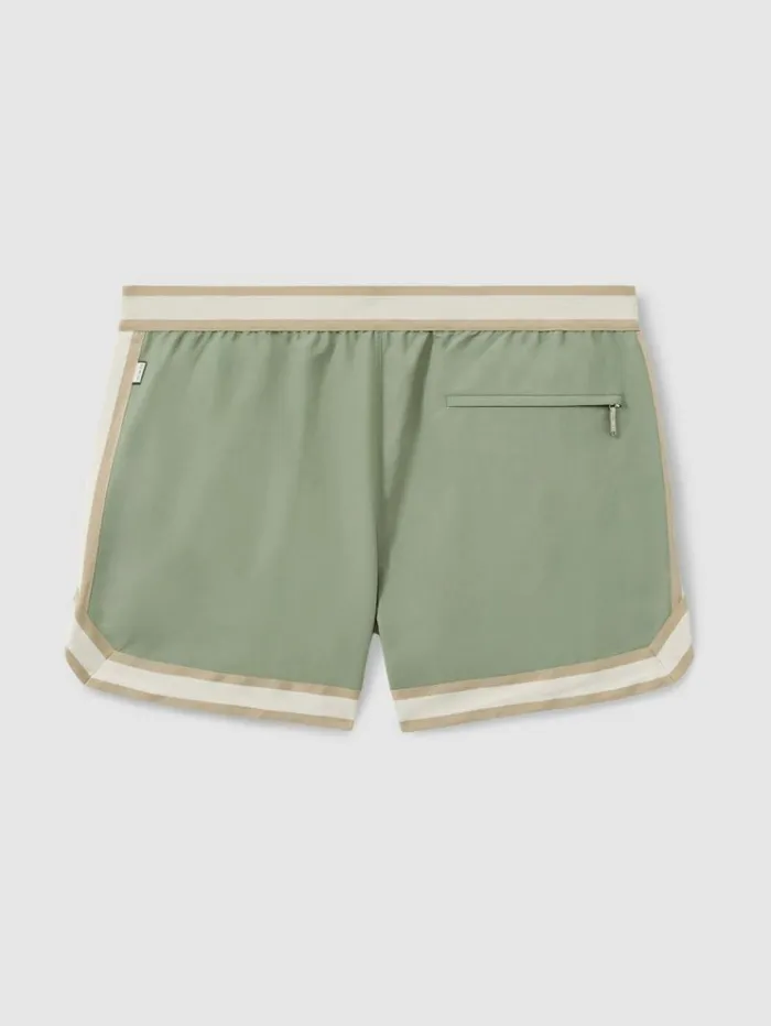 REISS Swimwear Men Ch Elasticated Waist Swim Shorts Sage Green