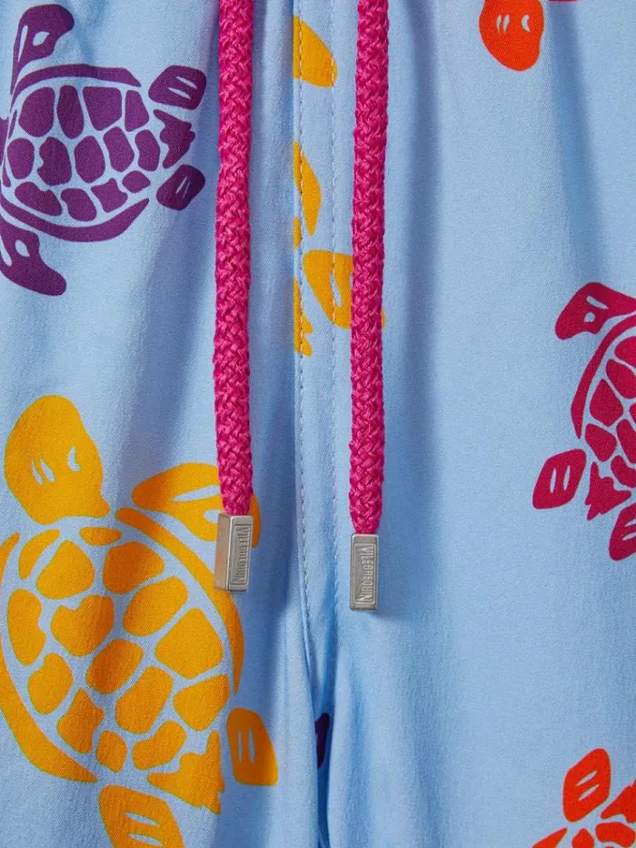REISS Swimwear Men Vilebrequin Turtle Print Swim Shorts Fleur De Lin Blue