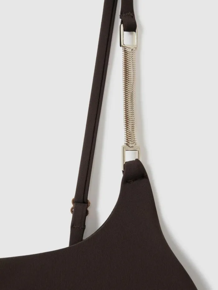 REISS Swimwear Women Chain Detail Underwired Swimsuit Chocolate