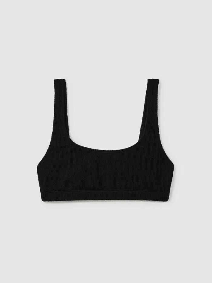 REISS Swimwear Women Good American Always Fits Textured High Rise Bikini Bottoms Black