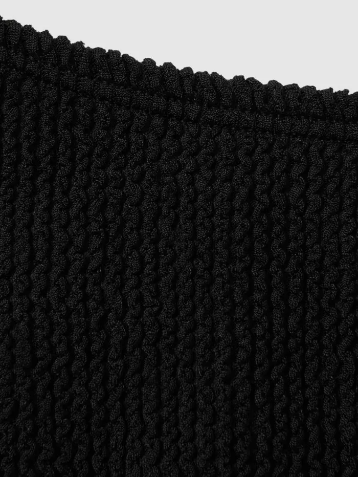 REISS Swimwear Women Good American Always Fits Textured High Rise Bikini Bottoms Black