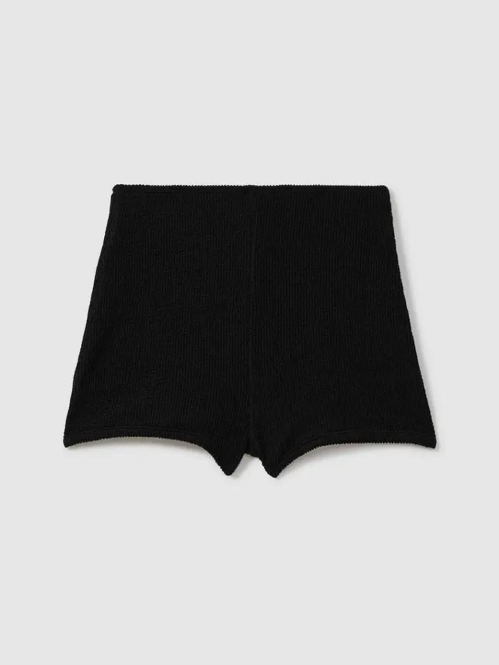 REISS Swimwear Women Good American Always Fits Textured Swim Shorts Black