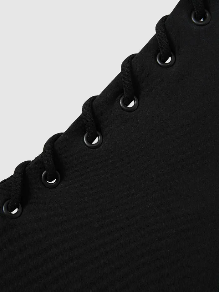 REISS Swimwear Women Good American Whip Stitch Swimsuit Black