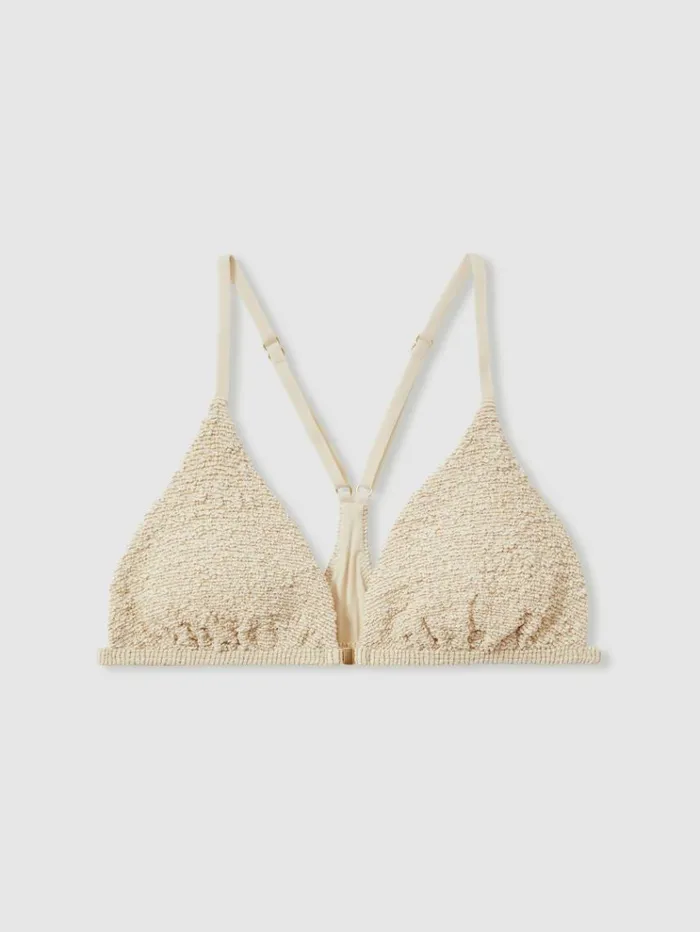 REISS Swimwear Women The Upside Textured Metallic Racerback Bikini Top Natural REISS Swimwear Women The Upside Textured Metallic Racerback Bikini Top Natural