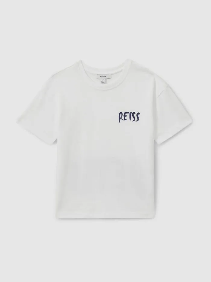 REISS TShirts Children Cotton Motif TShirt Optic Whitenavy