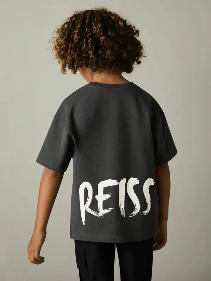 REISS TShirts Children Cotton Motif TShirt Washed Black