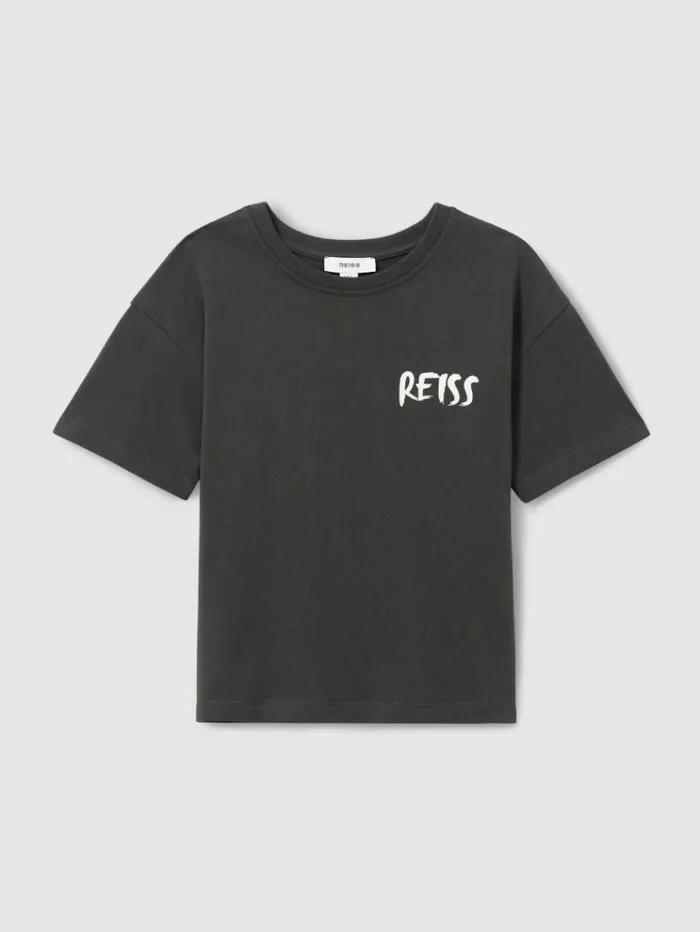 REISS TShirts Children Cotton Motif TShirt Washed Black