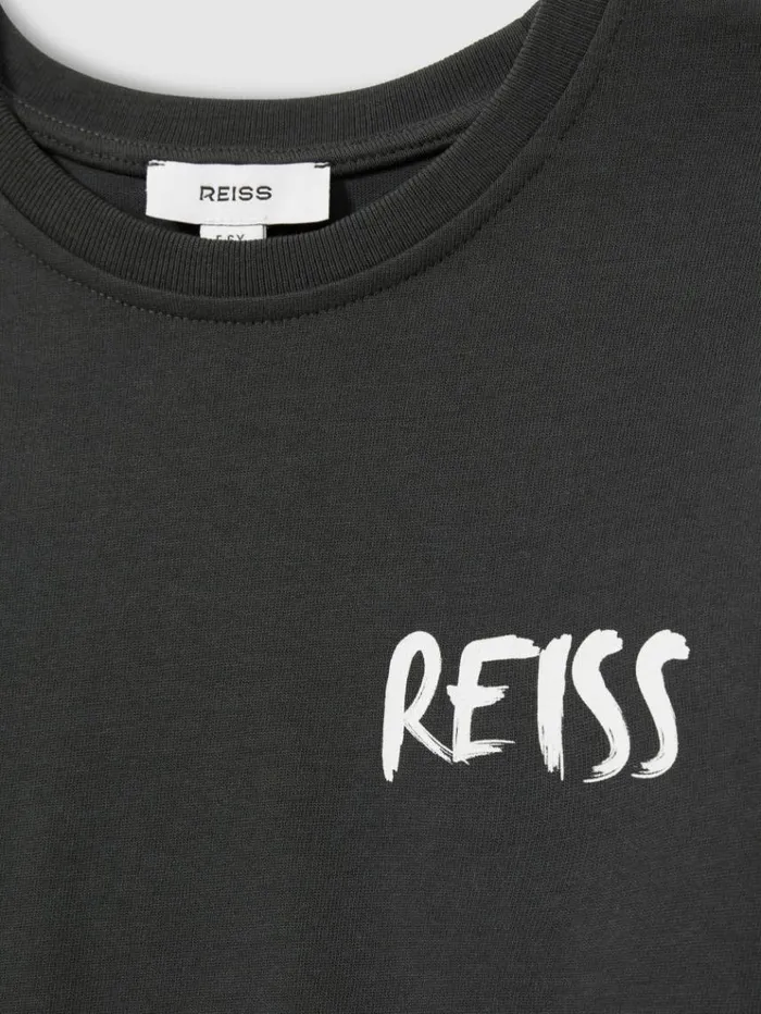 REISS TShirts Children Cotton Motif TShirt Washed Black