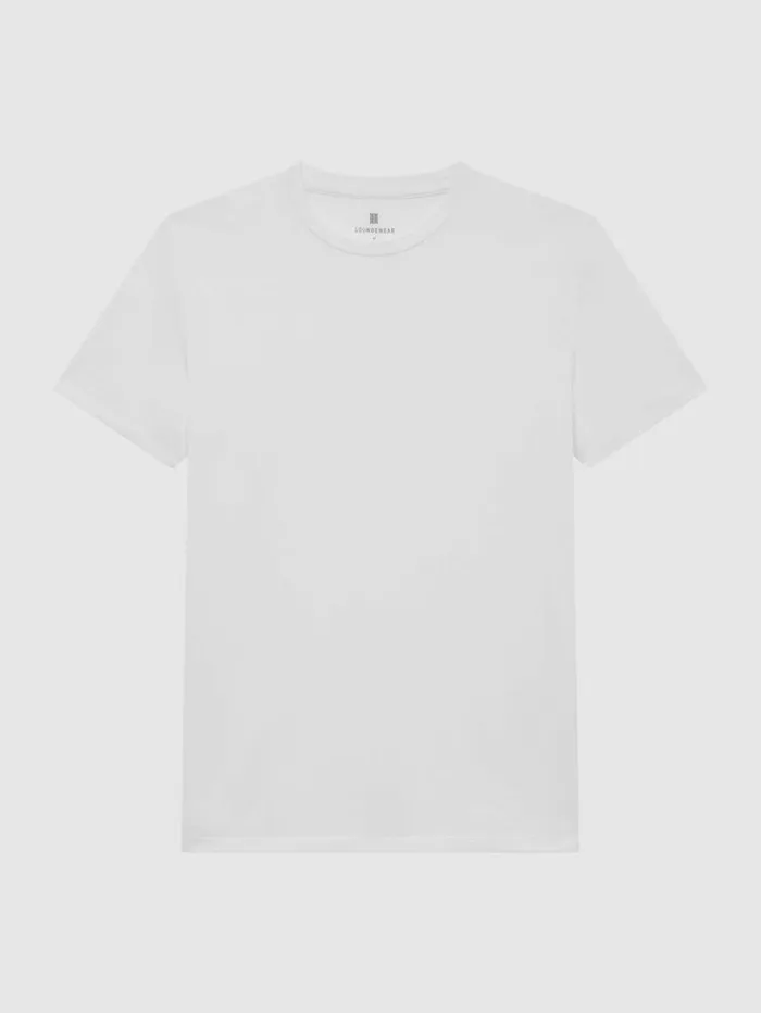 REISS TShirts Men Crew Neck Mercerised Cotton Jersey TShirt White