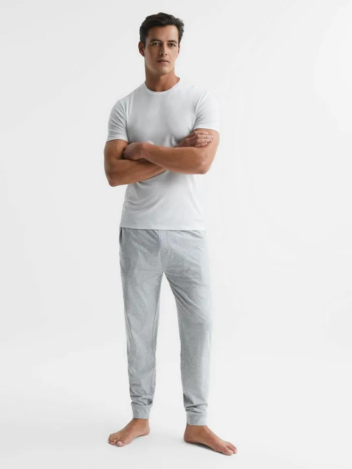 REISS TShirts Men Crew Neck Mercerised Cotton Jersey TShirt White