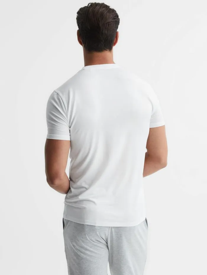 REISS TShirts Men Crew Neck Mercerised Cotton Jersey TShirt White