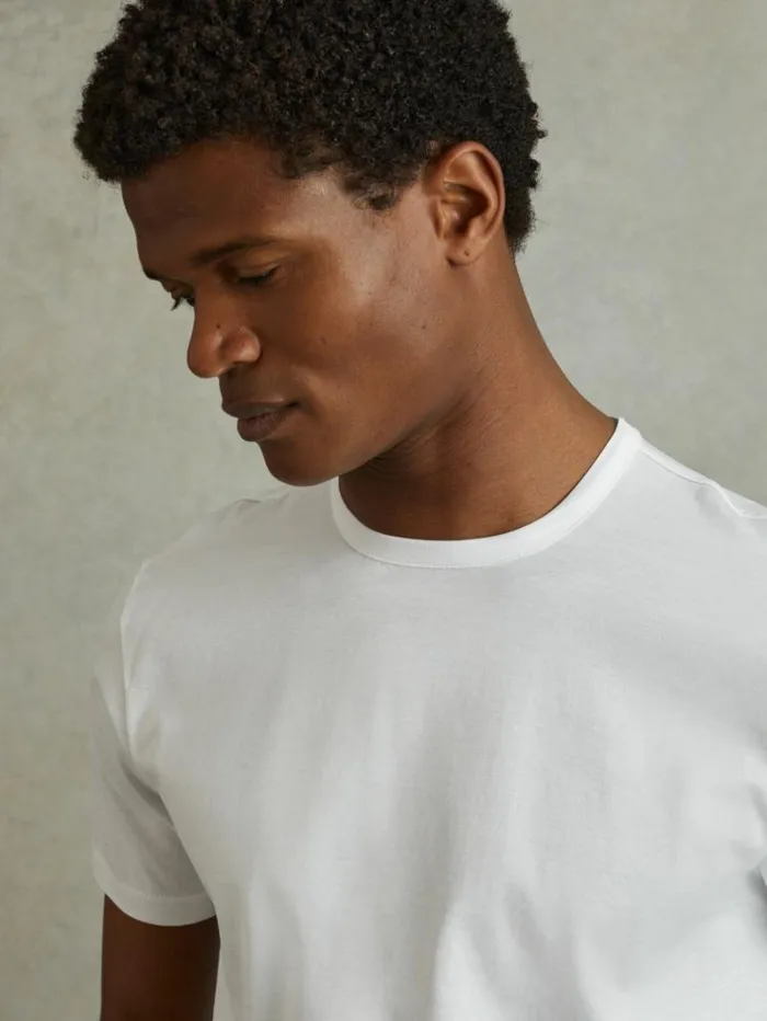 REISS TShirts Men Mercerised Crew Neck TShirt White