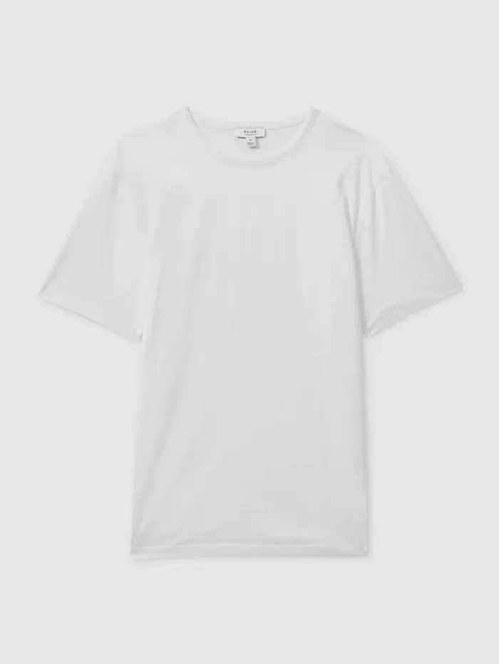 REISS TShirts Men Mercerised Crew Neck TShirt White