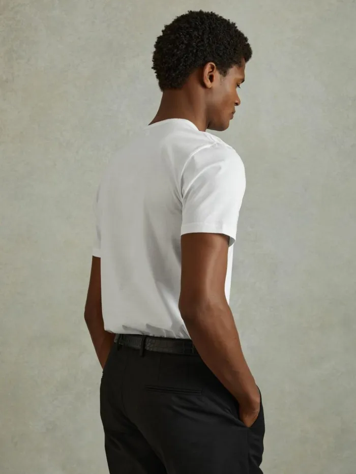 REISS TShirts Men Mercerised Crew Neck TShirt White