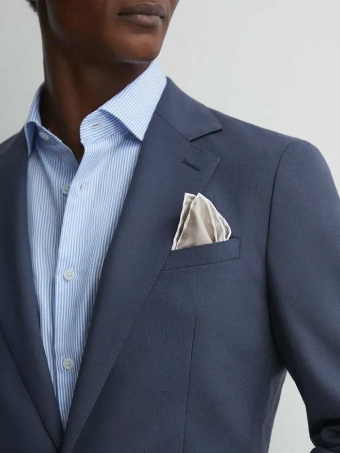 REISS Ties and Pocket Squares Men Polka Dot Silk Pocket Square Champagne
