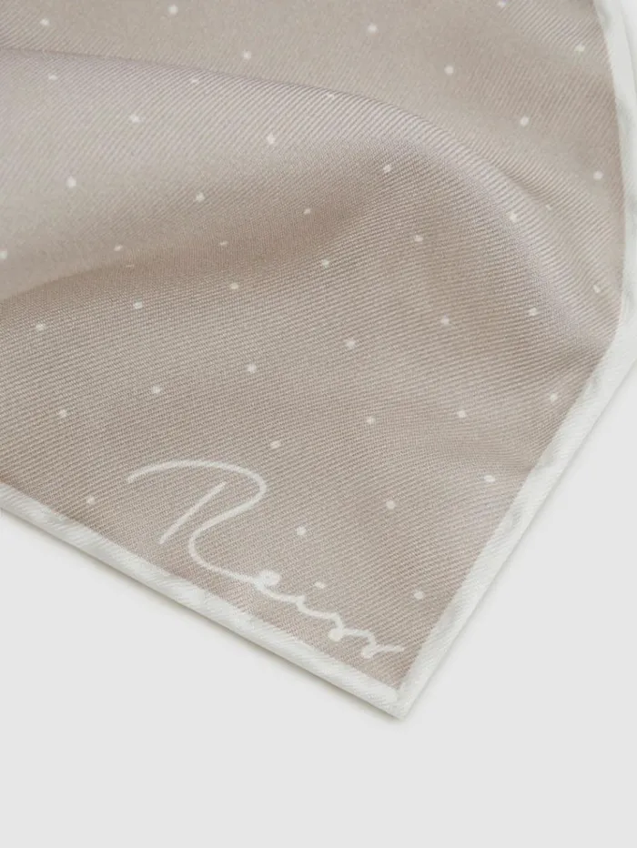 REISS Ties and Pocket Squares Men Polka Dot Silk Pocket Square Champagne