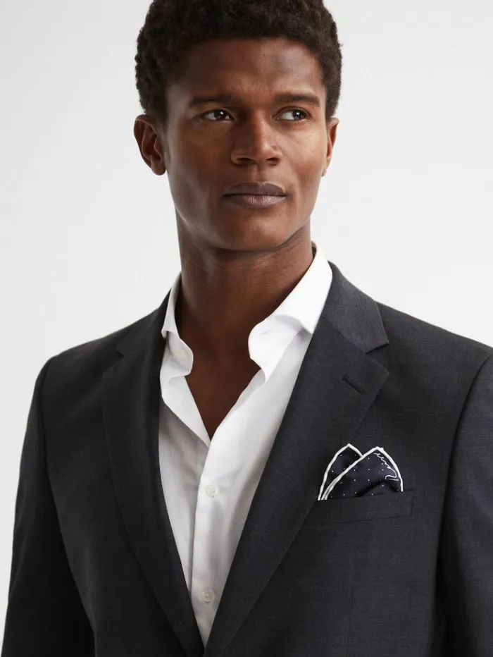REISS Ties and Pocket Squares Men Polka Dot Silk Pocket Square Navy