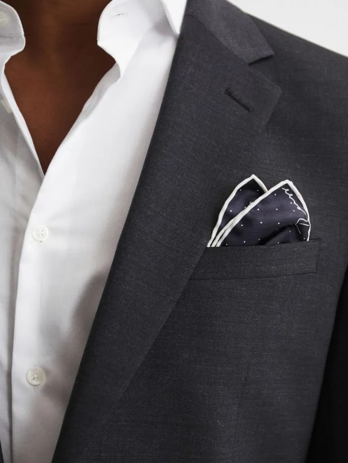 REISS Ties and Pocket Squares Men Polka Dot Silk Pocket Square Navy