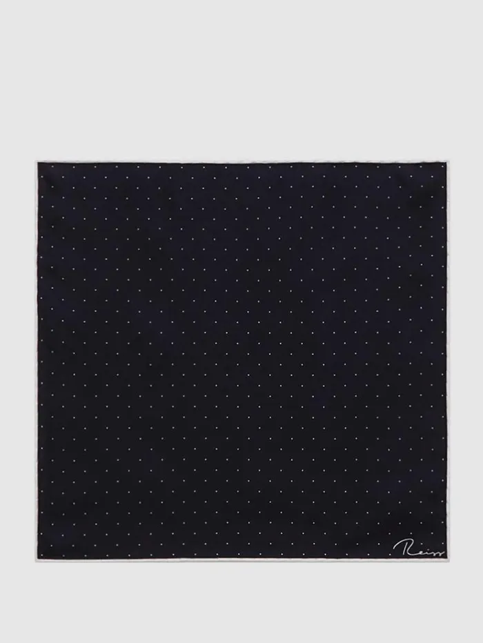 REISS Ties and Pocket Squares Men Polka Dot Silk Pocket Square Navy