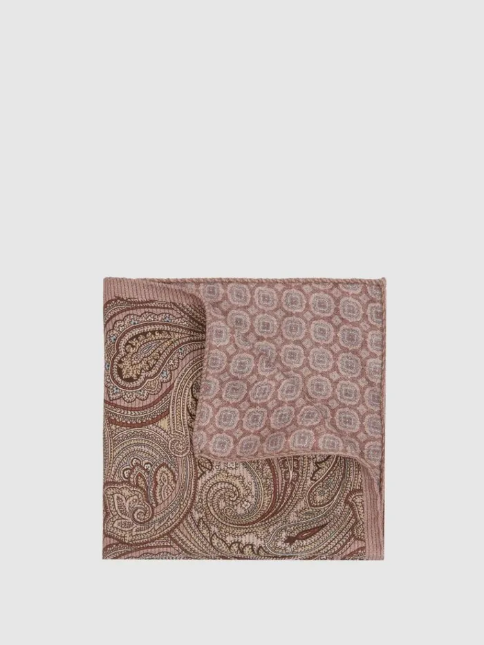 REISS Ties and Pocket Squares Men Reversible Silk Pocket Square Dusty Pink