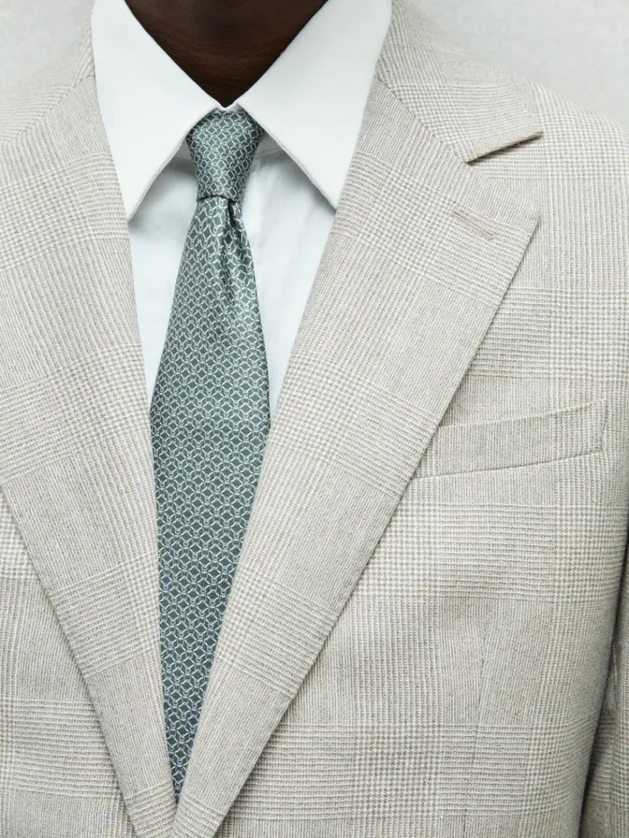 REISS Ties and Pocket Squares Men Silk Chain Pattern Tie Dark Green