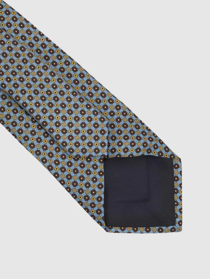 REISS Ties and Pocket Squares Men Silk Floral Print Tie Soft Blue