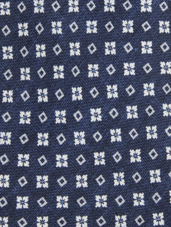 REISS Ties and Pocket Squares Men Silk Medallion Print Tie Navy