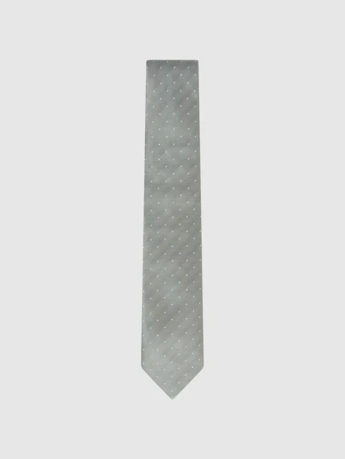 REISS Ties and Pocket Squares Men Silk Polka Dot Tie Soft Sage