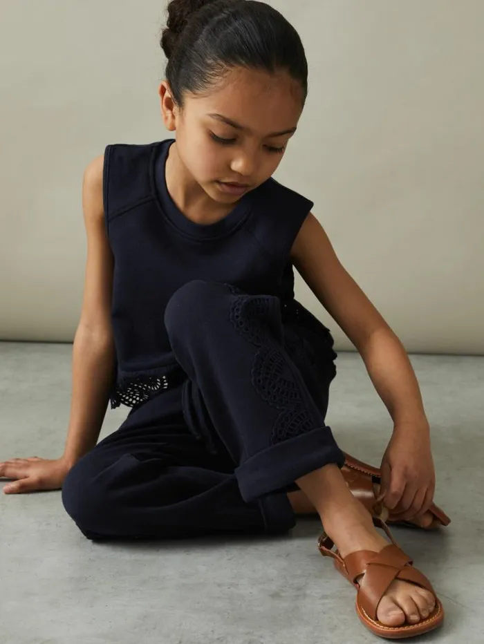 REISS Tops and TShirts Children Cotton Broderie Top CoOrd Navy REISS Tops and TShirts Children Cotton Broderie Top CoOrd Navy
