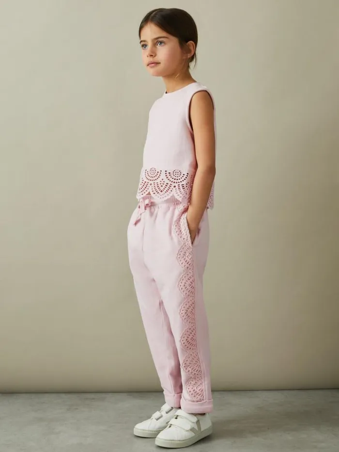 REISS Tops and TShirts Children Cotton Broderie Top CoOrd Pink