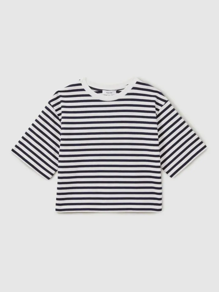 REISS Tops and TShirts Children Oversized Striped Cotton TShirt Navy