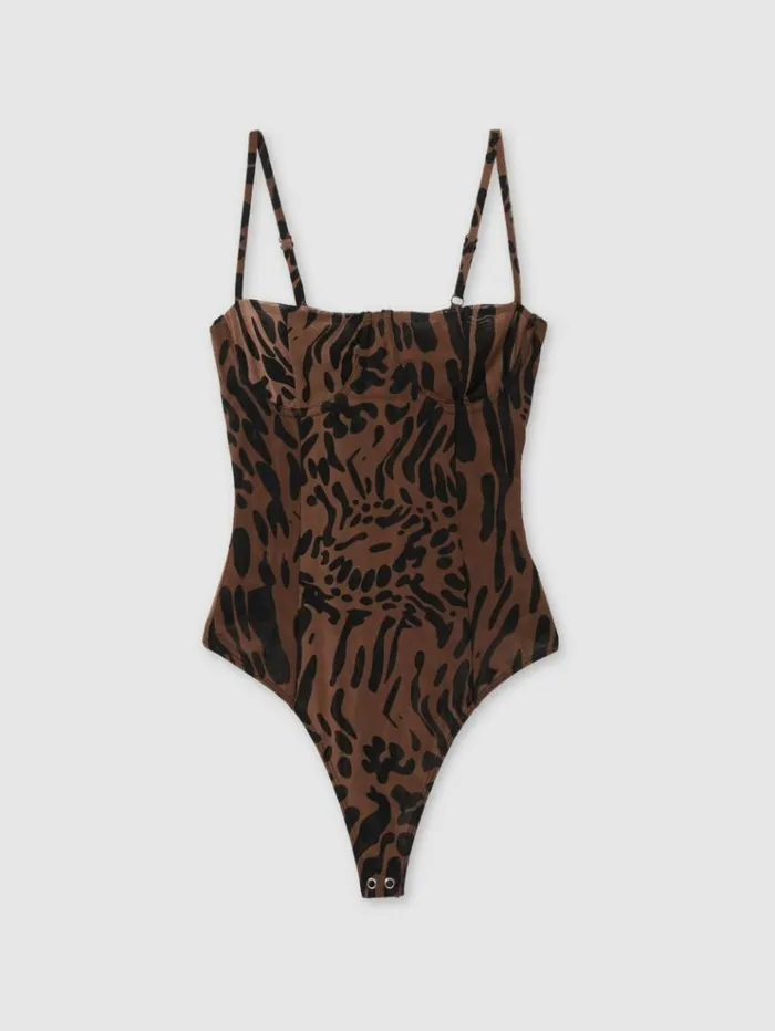 REISS Tops Women Good American Mesh Bustier Bodysuit Multi