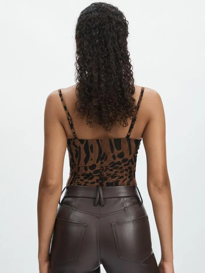 REISS Tops Women Good American Mesh Bustier Bodysuit Multi