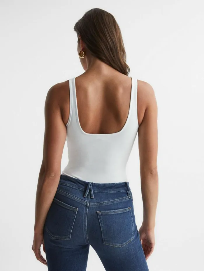 REISS Tops Women Good American Square Neck Bodies White