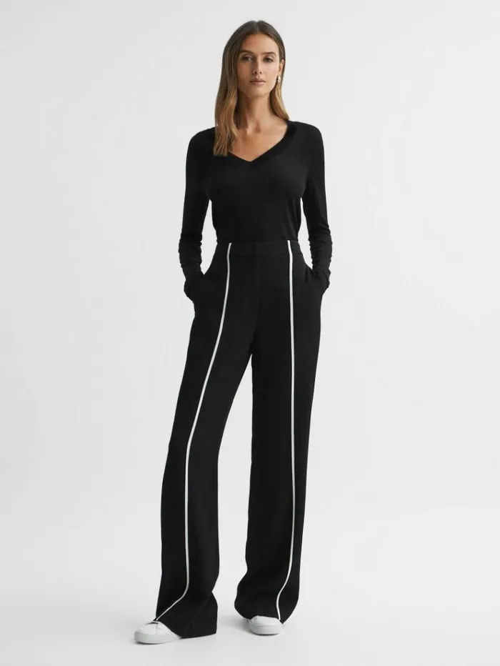 REISS Tops Women Jersey VNeck Top Black