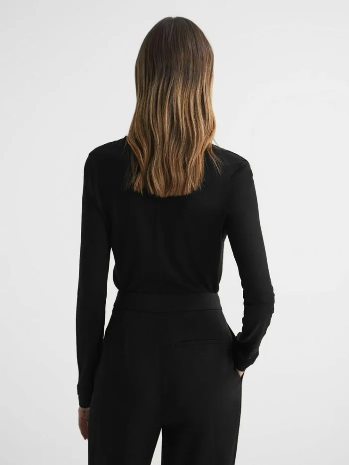 REISS Tops Women Jersey VNeck Top Black