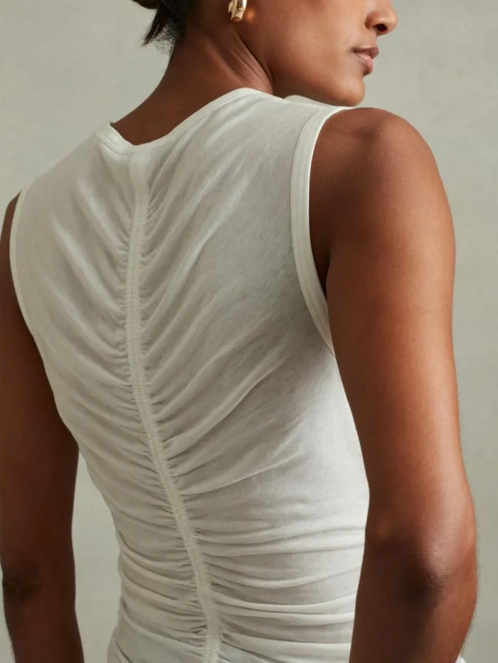 REISS Tops Women LyocellWool Ruched Vest Cream