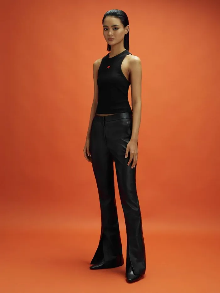 REISS Tops Women McLaren F1 Ribbed Cotton Embroidered Vest Black