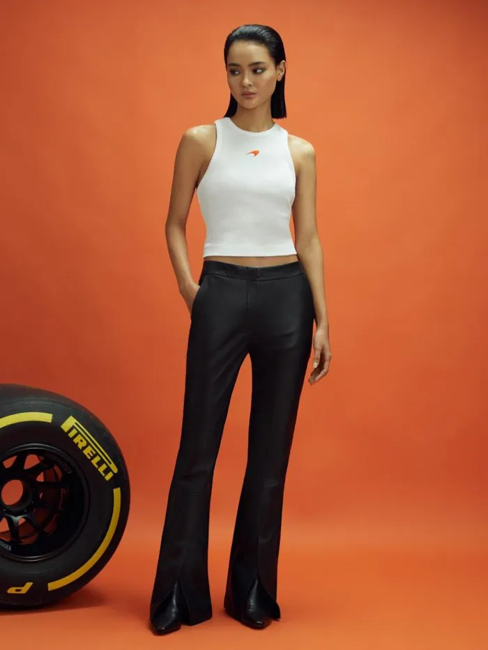 REISS Tops Women McLaren F1 Ribbed Cotton Embroidered Vest White