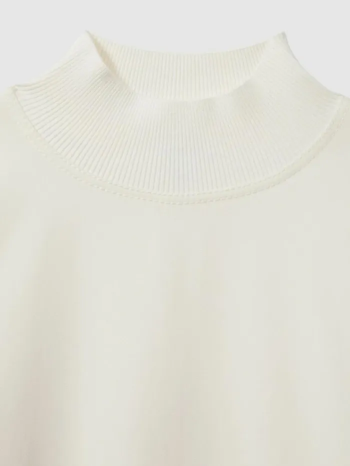 REISS Tops Women Oversized Rib Neck TShirt Ivory
