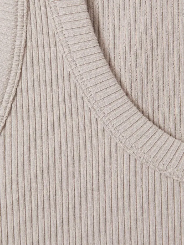 REISS Tops Women Ribbed Cotton Blend Vest Mink