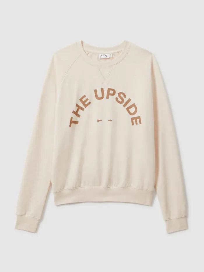 REISS Tops Women The Upside Relaxed Cotton Crew Neck Sweatshirt Cream