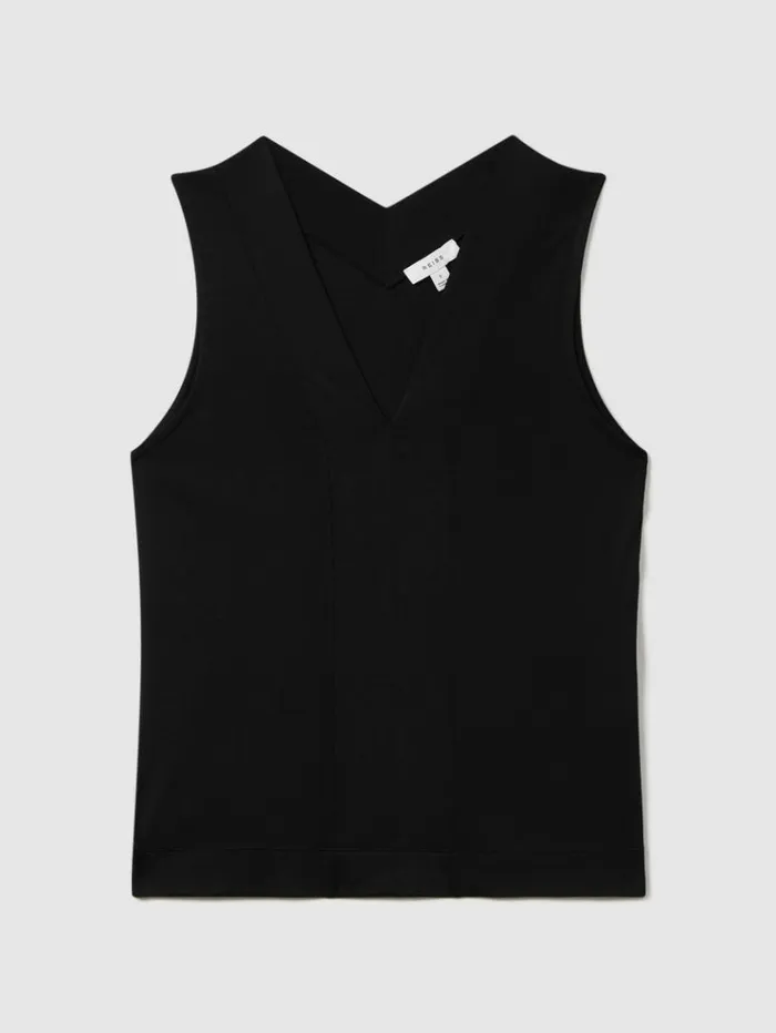 REISS Tops Women VNeck Shell Top Black