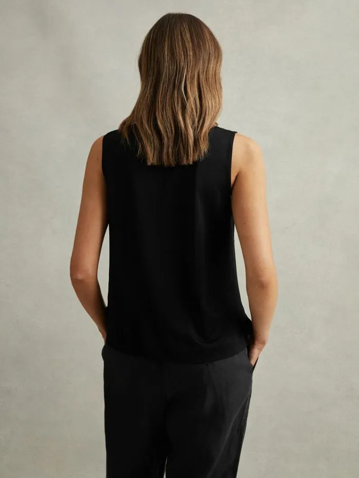REISS Tops Women VNeck Shell Top Black