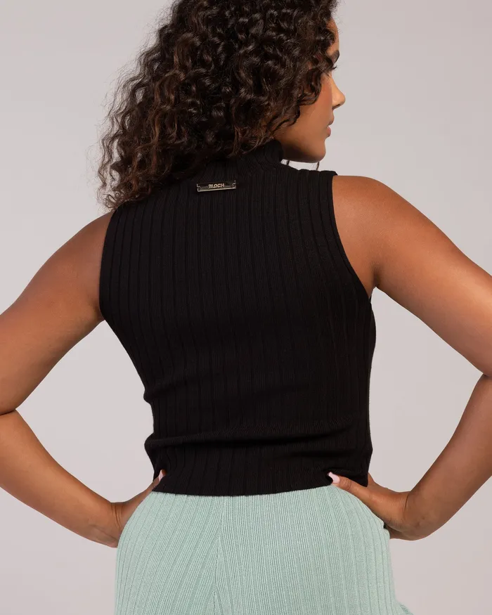 Rib Lounge Funnel Neck Black Rib Tops Bloch Adult