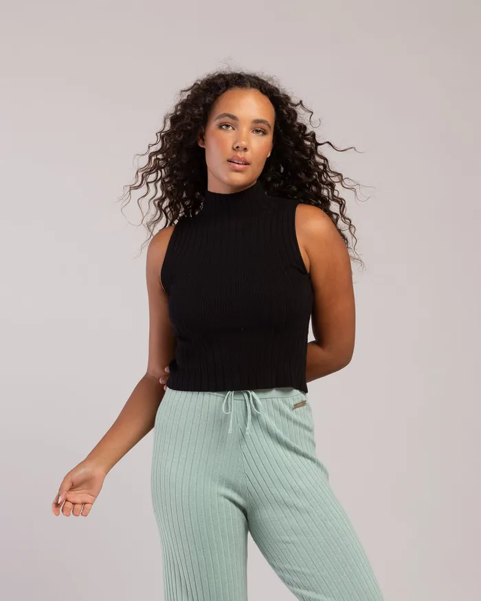 Rib Lounge Funnel Neck Black Rib Tops Bloch Adult