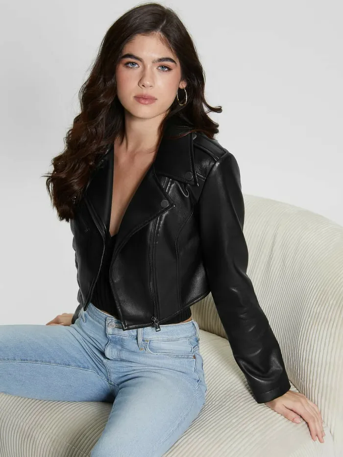 Rochelle FauxLeather Moto Jacket Black Jackets and Coats GUESS Women